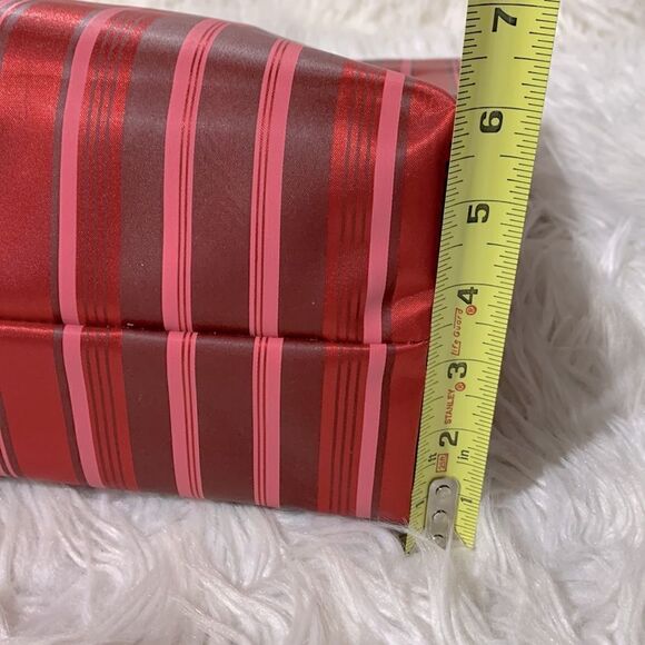 REVERSIBLE tote bag hanbag black/stripes faux leather handle looks like satin - Picture 8 of 10